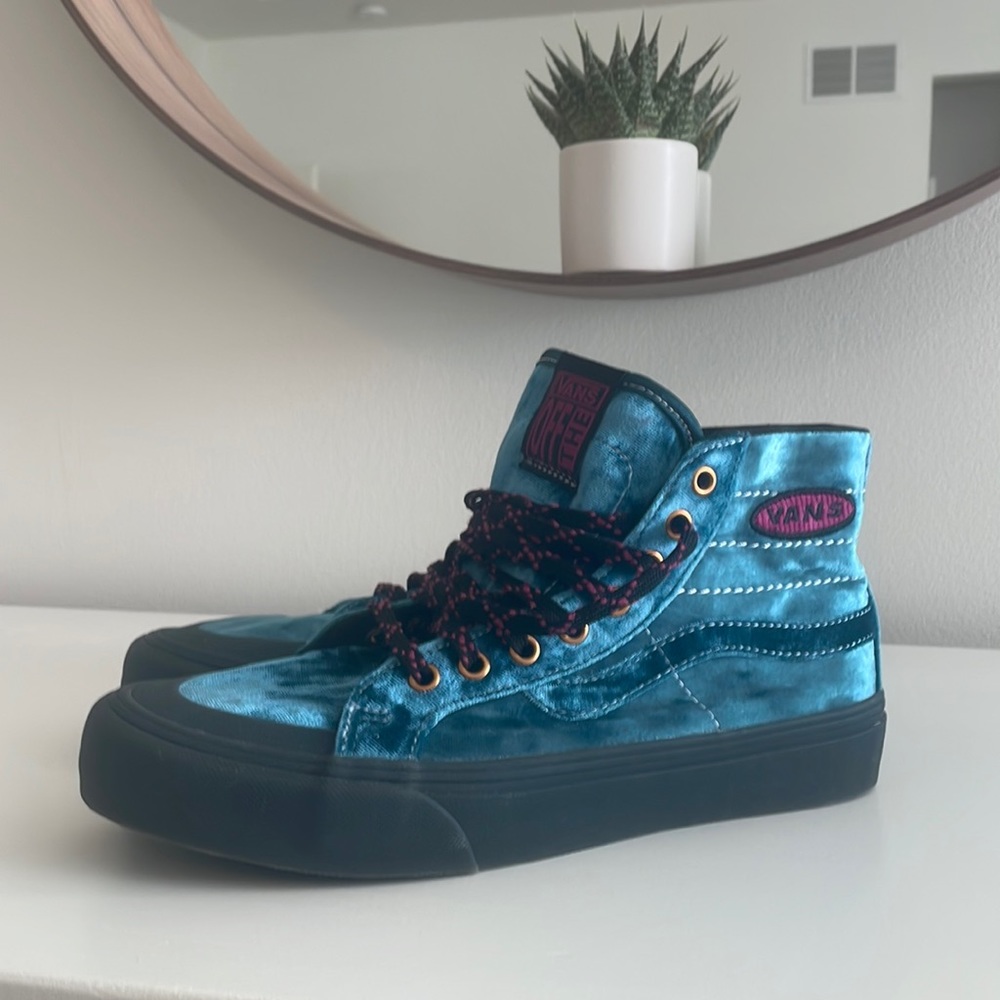 Vans, velvet Sk8 highs, Decon Alex Knost, women’s size 10, men’s size 8.5